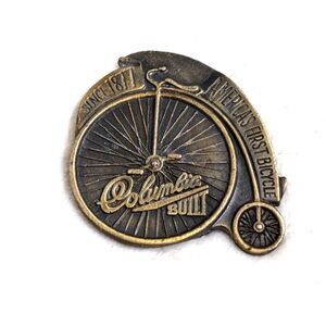Vintage 70's Columbia Built Bicycle Brass Belt Buckle